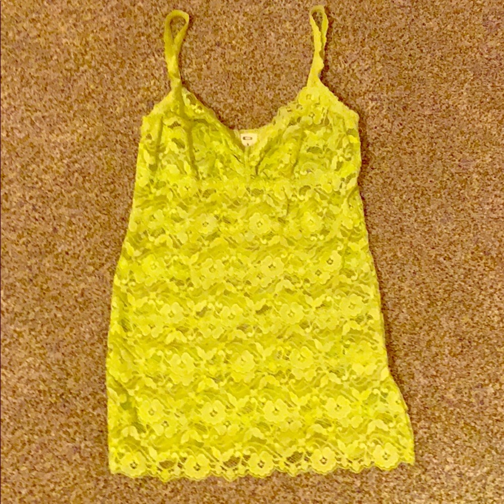 Neon yellow lace camisole tank top